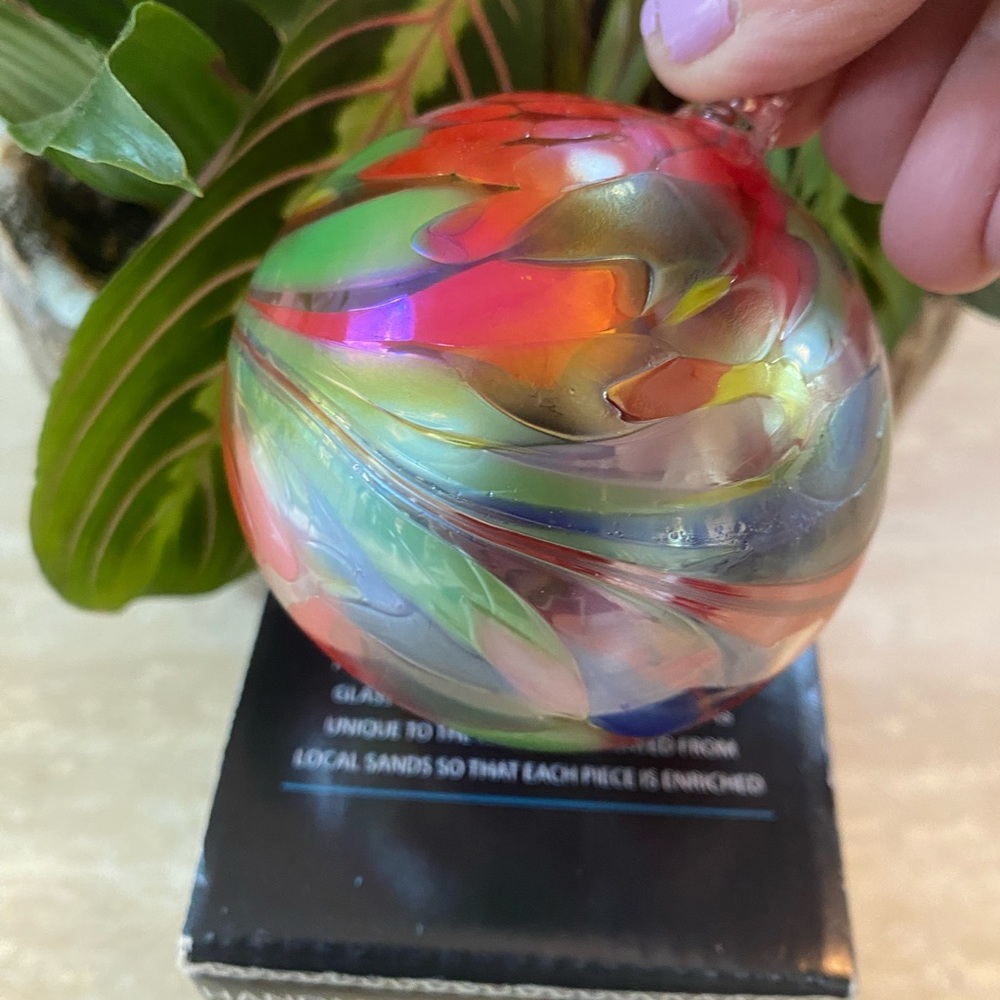 Colorful Glass Art Ornament made in Poland  Christmas Hand Blown